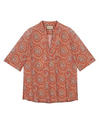 Orange Paisley Short Sleeve Shirt