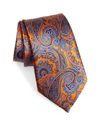 Ermenegildo Zegna Paisley Silk Tie In Orange At Nordstrom