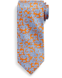 Stefano Ricci Paisley Print Silk Tie Orange