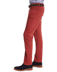 Ermenegildo Zegna Five Pocket Stretch Cotton Pants Orange