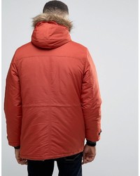 Threadbare 4 Pocket Parka Jacket With Faux Fur Trim Hood