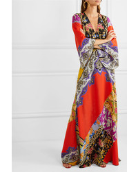 Etro Printed Silk De Chine Maxi Dress