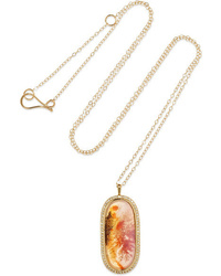 Melissa Joy Manning 14 Karat Gold Dendritic Agate And Diamond Necklace
