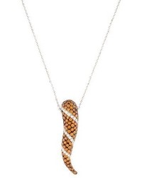 18k Citrine Diamond Horn Pendant Necklace