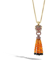 John Hardy Legends Tassle Pendant Necklace 18k Gold Orange Sapphire Dia