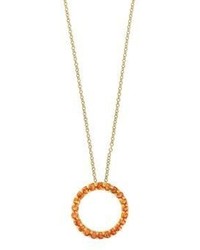EFFY Orange Sapphire And 14k Yellow Gold Round Pendant Necklace