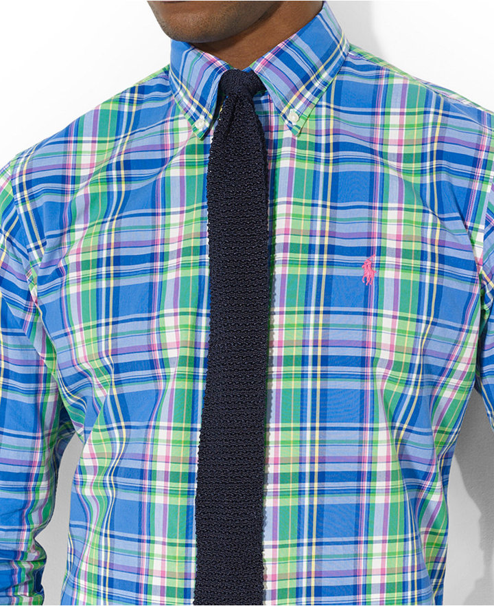 Polo Ralph Lauren Custom Fit Plaid Poplin Shirt, $89 | Macy's 