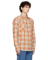 RRL Orange Beige Western Plaid Shirt
