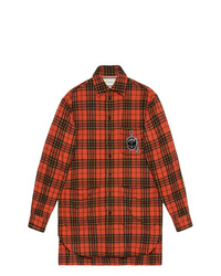 Gucci Oversize Check Wool Shirt With Anchor