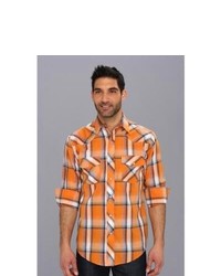 Roper 9089 Orange Plaid Long Sleeve Button Up Orange