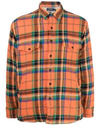 Orange Plaid Polo Neck Sweater