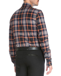 Givenchy Plaid With Star Print Woven Shirt Orange