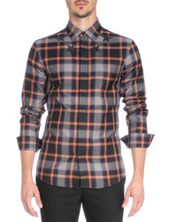 Givenchy Plaid With Star Print Woven Shirt Orange