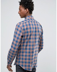 Paul Smith Ps By Shirt In Check Tailored Slim Fit Orange Blue