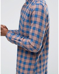 Paul Smith Ps By Shirt In Check Tailored Slim Fit Orange Blue