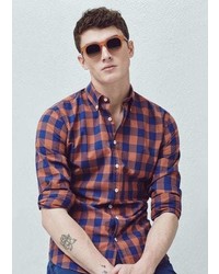 Mango Outlet Slim Fit Checked Cotton Shirt