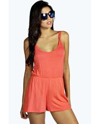 Boohoo Louise Double Strap Jersey Playsuit