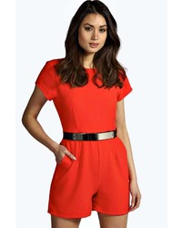 Boohoo Charlie Woven Belted Playsuit
