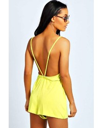 Boohoo Lissa Strappy Open Back Jersey Playsuit