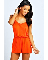 Boohoo Lissa Strappy Open Back Jersey Playsuit