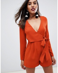 ASOS DESIGN Wrap Playsuit With Tie Side
