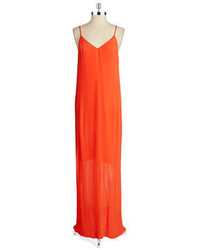 Orange Pleated Maxi Dress