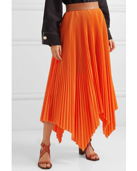 Loewe Asymmetric Med Pleated Poplin Midi Skirt