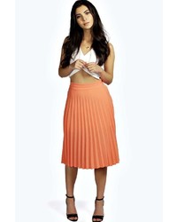 Boohoo Hazel All Over Pleated Crepe Midi Skirt
