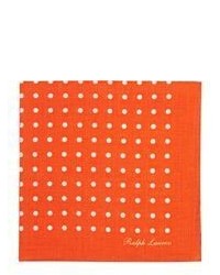 Ralph Lauren Purple Label Polka Dot Pocket Square Orange