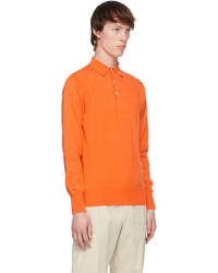 Doppiaa Orange Knit Aaric Long Sleeve Polo