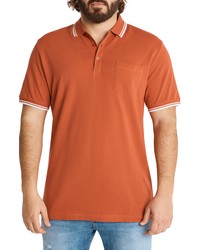 Johnny Bigg Harper Tipped Cotton Pique Polo In Tangerine At Nordstrom