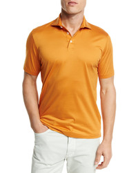 Ermenegildo Zegna Mercerized Cotton Polo Shirt Bright Orange