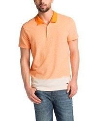 Hugo Boss Pirmino Regular Fit Linen Cotton Polo Shirt M Orange