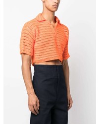 Orange Culture Shalom Crochet Knit Polo Shirt