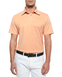 Ermenegildo Zegna Spread Collar Polo Shirt Orange