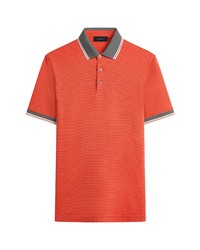 Bugatchi Stripe Tipped Polo In Paprika At Nordstrom