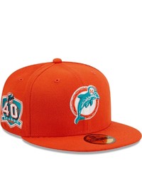 New Era Orange Miami Dolphins 40th Anniversary Patch Logo 59fifty Fitted Hat At Nordstrom