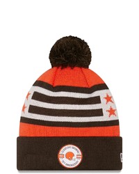 New Era Orange Cleveland Browns 75th Anniversary Cuffed Knit Hat With Pom At Nordstrom