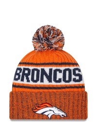 New Era Orange Denver Broncos Marl Cuffed Knit Hat With Pom At Nordstrom