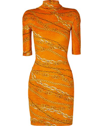 Orange Print Bodycon Dress