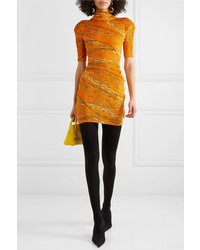 Balenciaga Printed Crushed Velvet Mini Dress