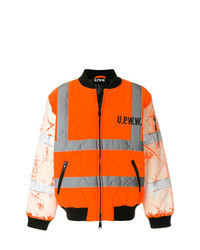 Orange Print Bomber Jacket