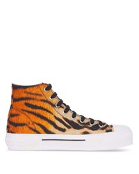 Burberry Tiger Print High Top Sneakers