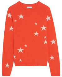 Chinti and Parker Star Intarsia Cashmere Sweater Orange