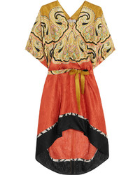 Etro Printed Silk Jacquard Mini Dress Orange