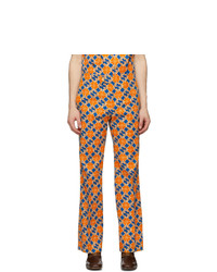 Gucci Orange And Blue Gg Quatrefoil Trousers