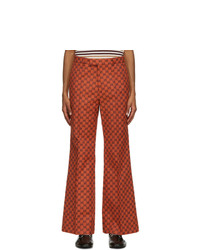 Gucci Orange Canvas Flared Gg Trousers