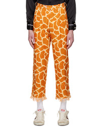 Late Checkout Orange Off White Giraffe Trousers