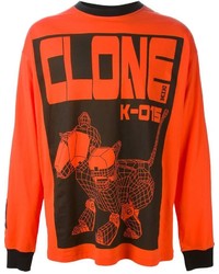 Orange Print Crew-neck Sweater