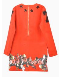 Choies Orange Stars Sweatshirt With Hem Detail